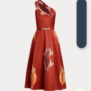 Ralph Lauren One Shoulder Red and Orange Dress